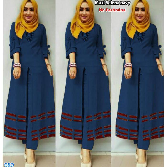 MAXI SELENA NAVY/SETELAN MAXI HIJAB/STELAN BAJU GAMIS CELANA MAXI HIJA - KLDGNJS