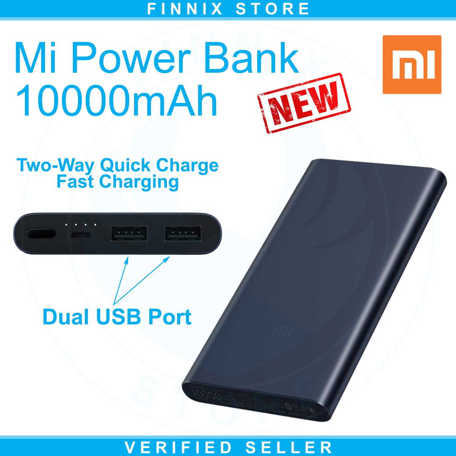 Xiaomi Mi Power Bank 10000mAh Dual USB Port Fast Charging (Powerbank 10000mAh Terbaru Xiaomi Dengan 2 USB Port)