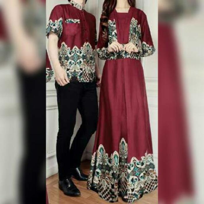 couple baju muslim - couple elegan batik - elegant harga sepasang