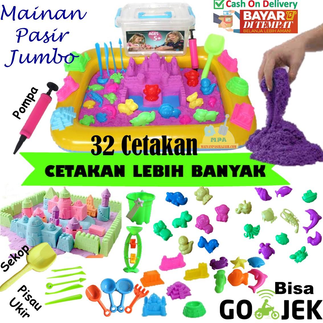 Mainan Pasir Ajaib Play Sand Magic Sand 2 Kg Paket Lengkap 32 Cetakan