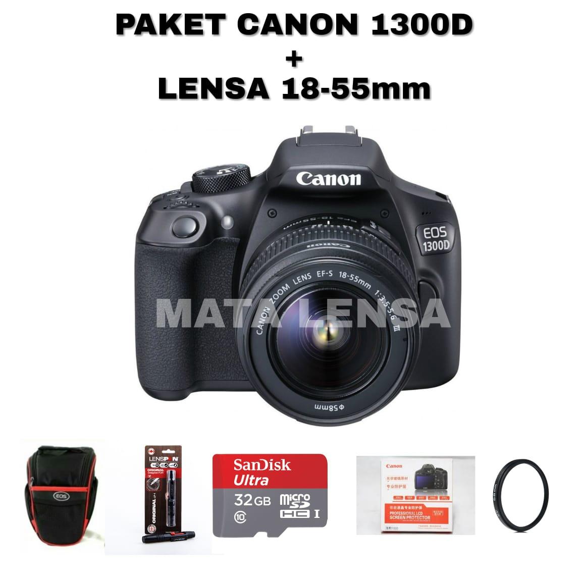 PROMO Paket Camera / Kamera Canon 1300D KIT + Lensa 18-55mm EF-S III BANYAK BONUS
