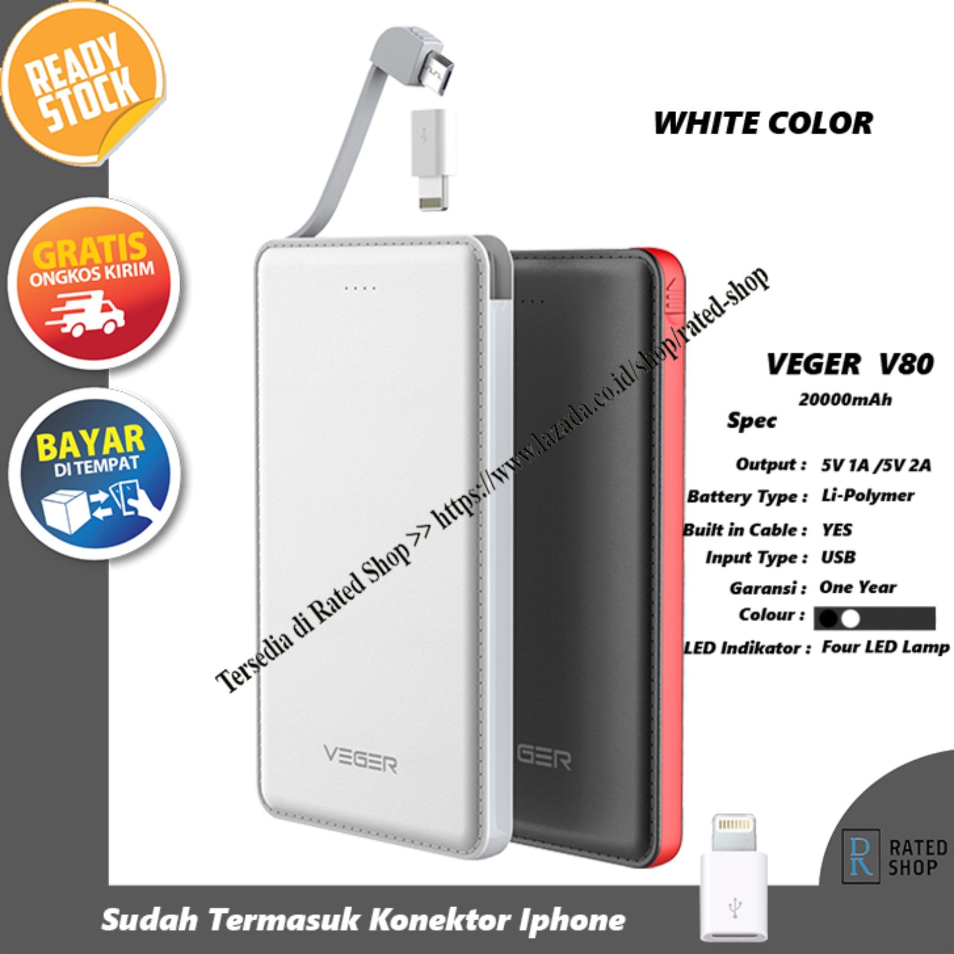 Veger V80 Power Bank Slim 20000mAh - Putih
