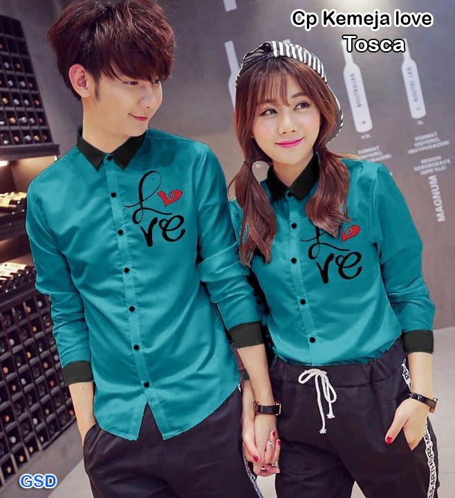 Kemeja Pria/ Fashion/Kemeja Couple/ Baju Pasangan Remaja/ Baju Terbaru/ Baju Casual/ Cp Kemeja Love