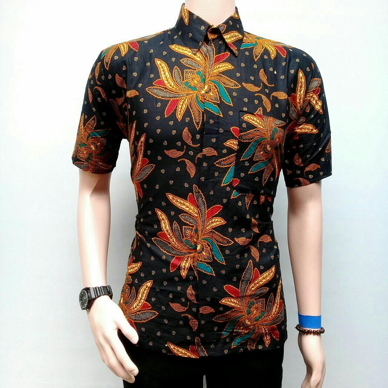 Kemeja Hem Batik Pria Sogan Daun Susun Harga Grosir Diskon Murah