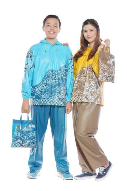 JAS HUJAN STELAN MOTIF BATIK INDONESIA merk TIGER HEAD BAJU CELANA
