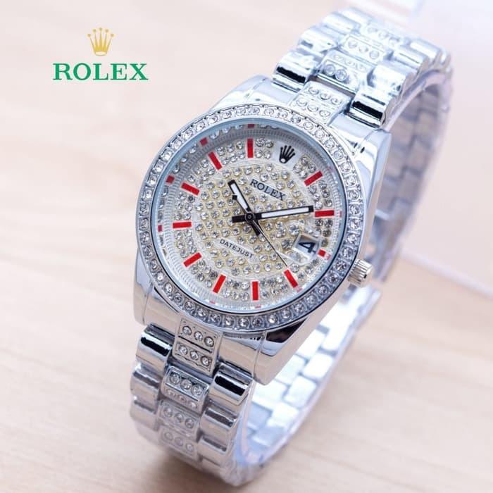Jam Tangan Wanita / Cewek Rolex Balok Rantai Silver