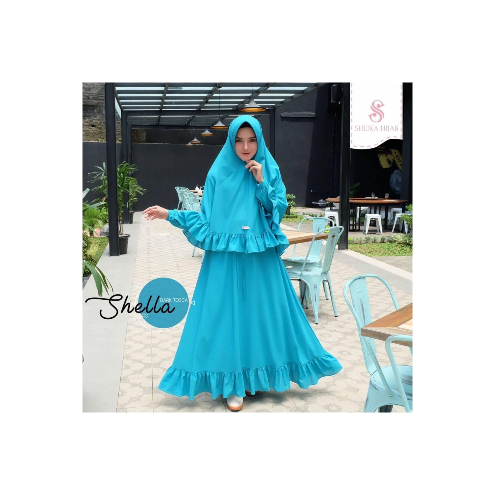 PROMO ORIGINAL TERBARU Gamis Sheika Hijab Shella Dress Dark Tosca baj