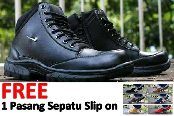 Sepatu nike boots grand Safety (ujung besi) Free 1 pasang sepatu slipon