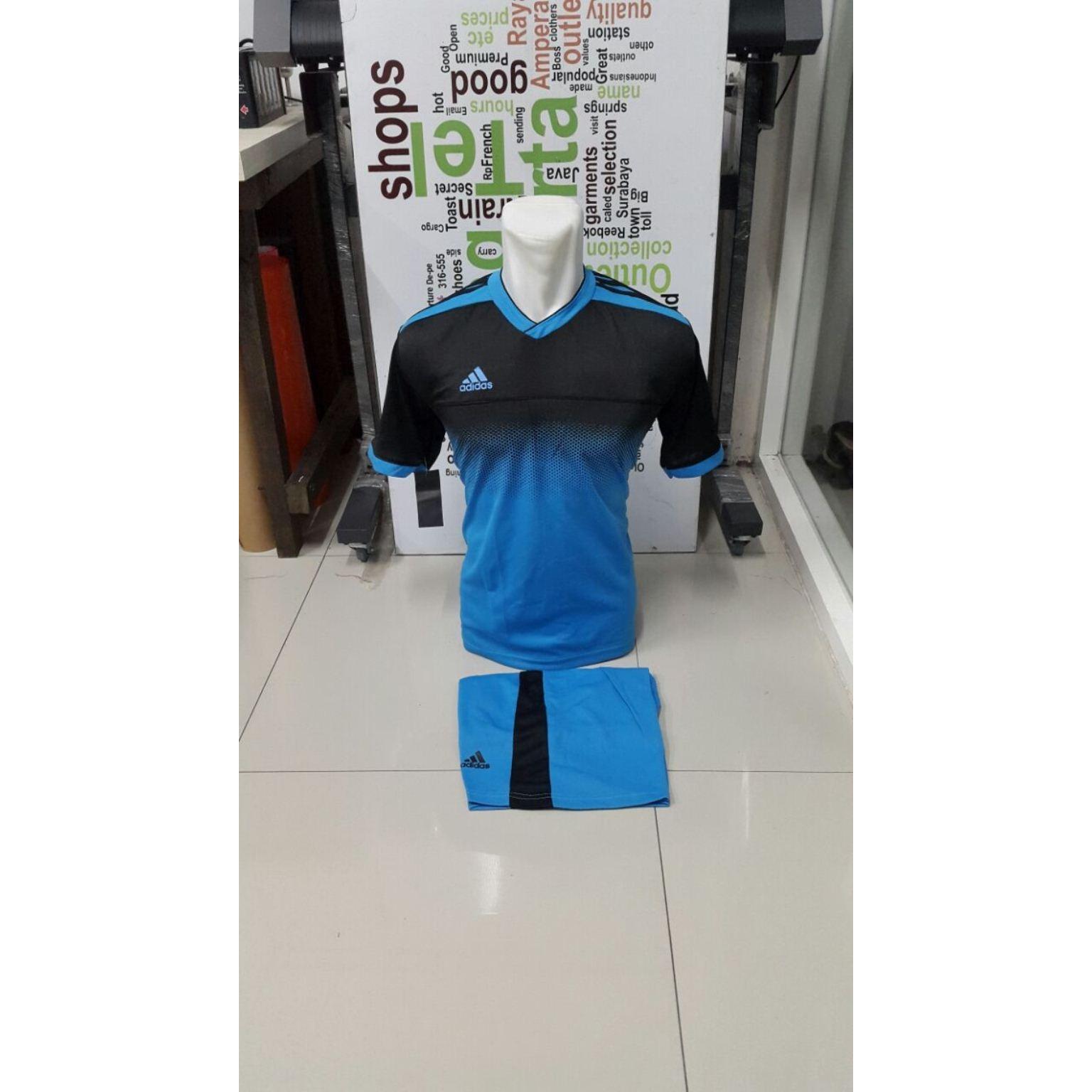 Kostum Kaos Sepakbola Futsal Volly Takraw Bahan Dryfit M L XL Hijau/Merah/Biru/Kuning Hitam Plus Celana Pendek 24.47
