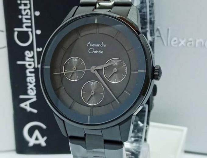 Jam Tangan Formal Rantai Original Pria Cowok Laki-Laki Alexandre Christie Original Rantai Stainless Steel Crono Tanggal Krono Aktif Original Terbaru Keren Sporty Promo Diskon Terlaris Termurah Alexandre Christie AC 2714 Original Hitam Full Black Murah