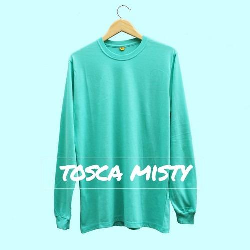 Baju Kaos Polos Lengan Panjang TOSCA MISTY Toska Muda Cewek Cowok