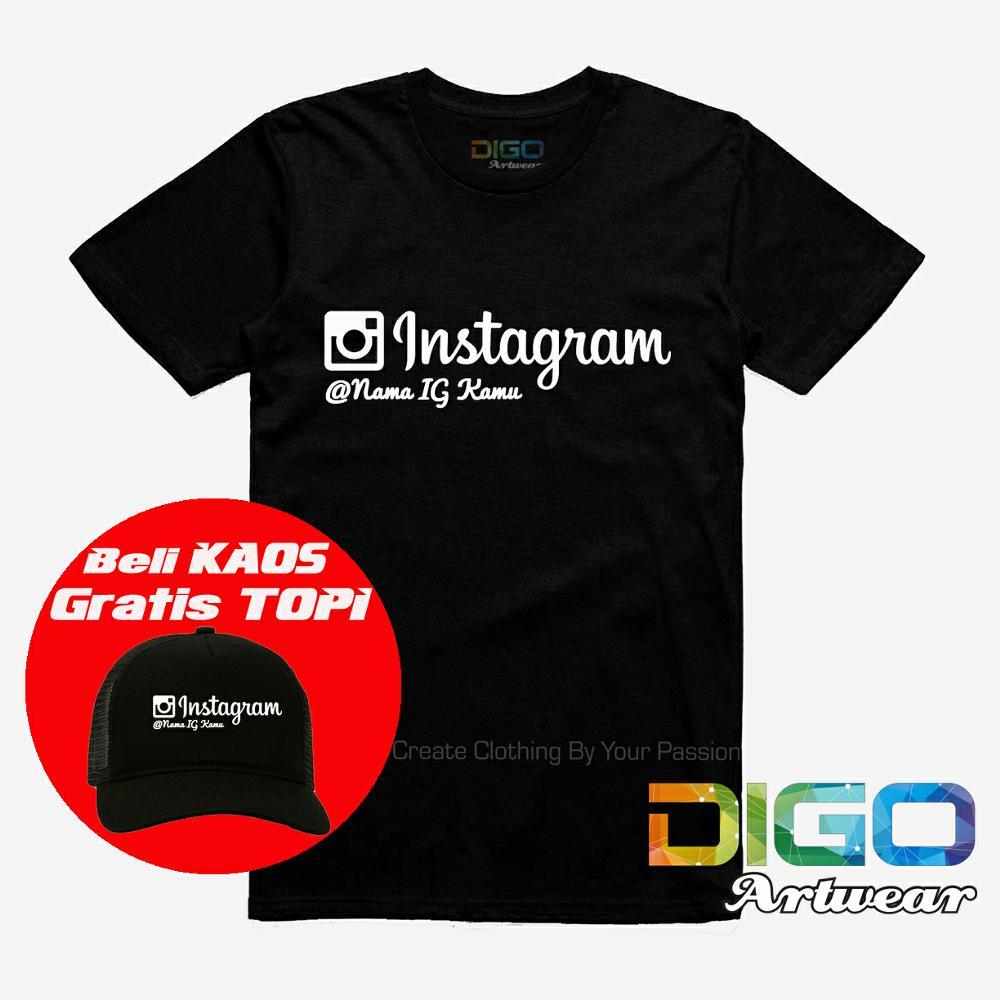 Kaos Instagram CUSTOM NAMA IG - Kaos Combed Distro - BONUS TOPI Exclusif