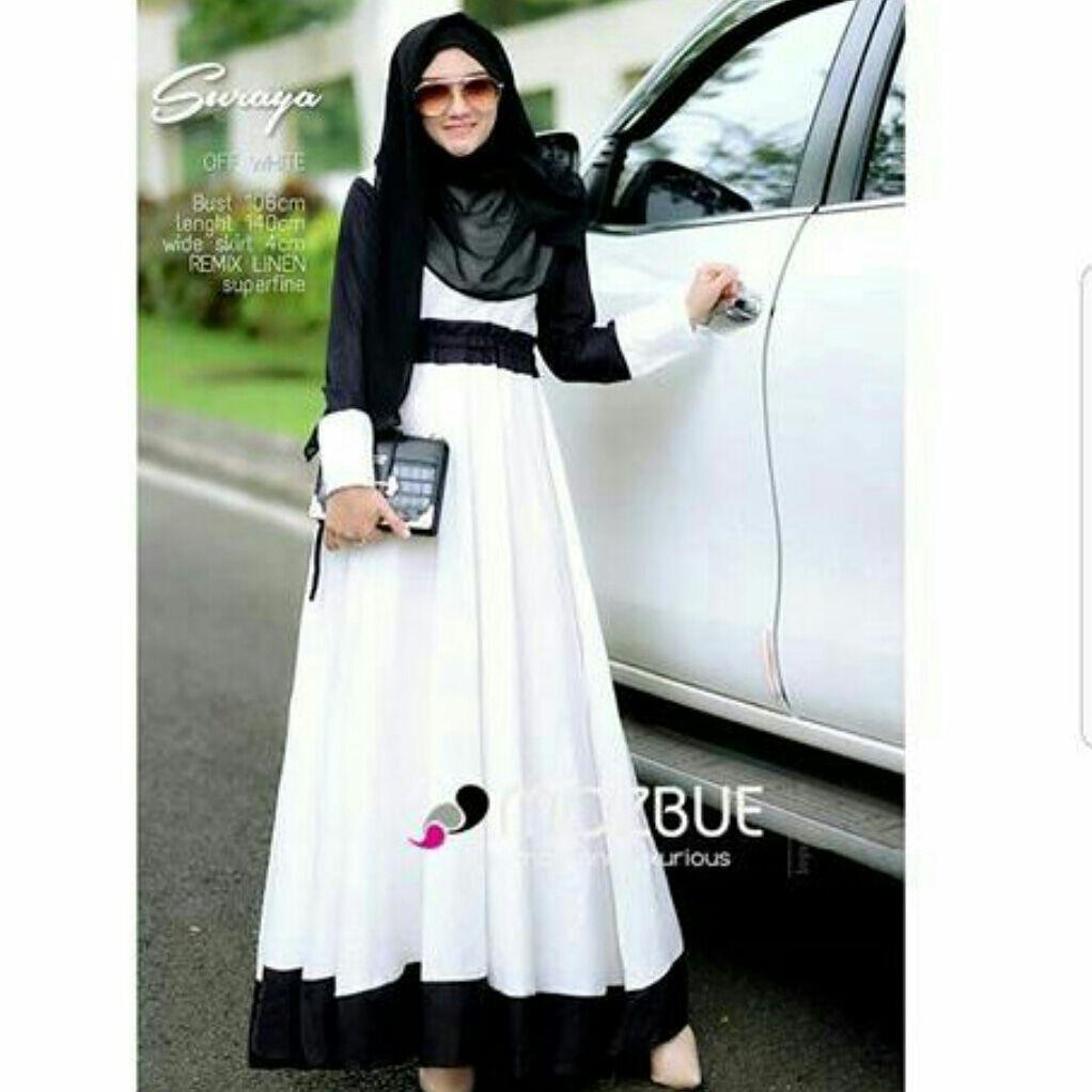 suray maxi / maxi dress kekinian / gamis remaja muslim (putih)