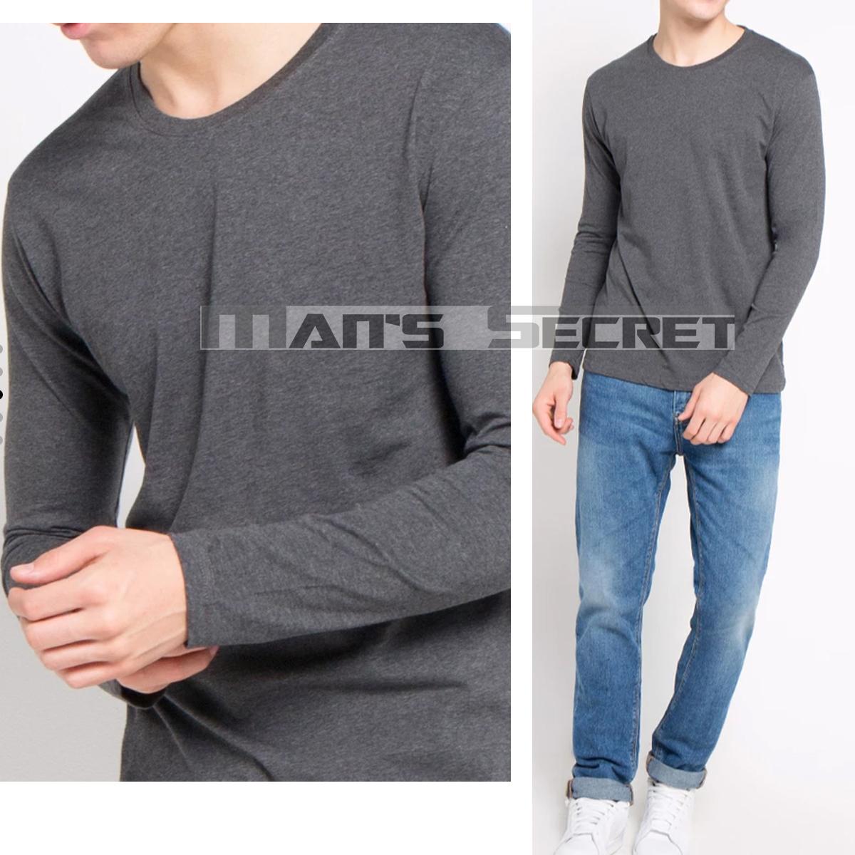 Kaos Oblong Polos Basic Tangan Panjang Stretch