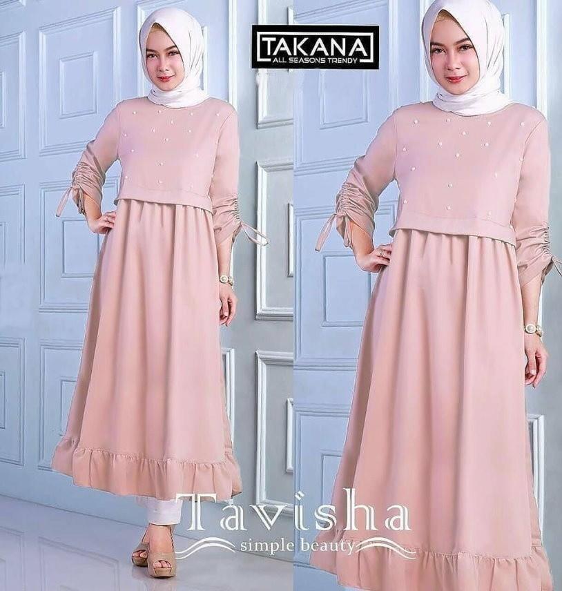 Grand LMS Tavisha Tunik Bahan Satin Fit L to XL - Import 5 Varian Warna / Baju Muslim / Pakaian Muslim / Atasan Muslimah / Kemeja Muslim / Kemeja Tunik / Long Dress / Dress Panjang / Dress Polos / Tunik Polos / Baju Import / Satin