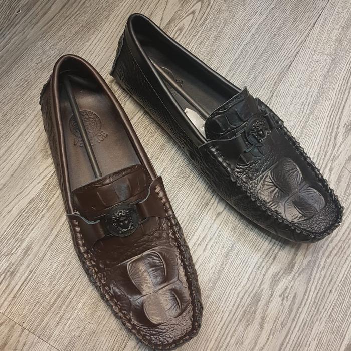 ASLI!!! Sepatu Versace Loafers Kulit Chroco