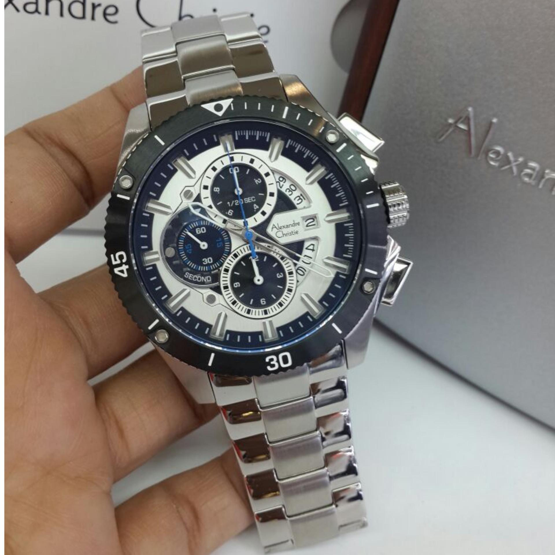 Alexandre Christie Jam Tangan Pria Ac6455mc Swiss Army Sa550ds Day Date Wanita Stainless Steel Silver Ac6465gz
