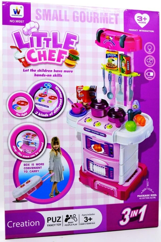 Kitchen Koper LIttle Chef 3 in 1 / Mainan Anak Masak Masakan / mainan dapur - W097 - Pink