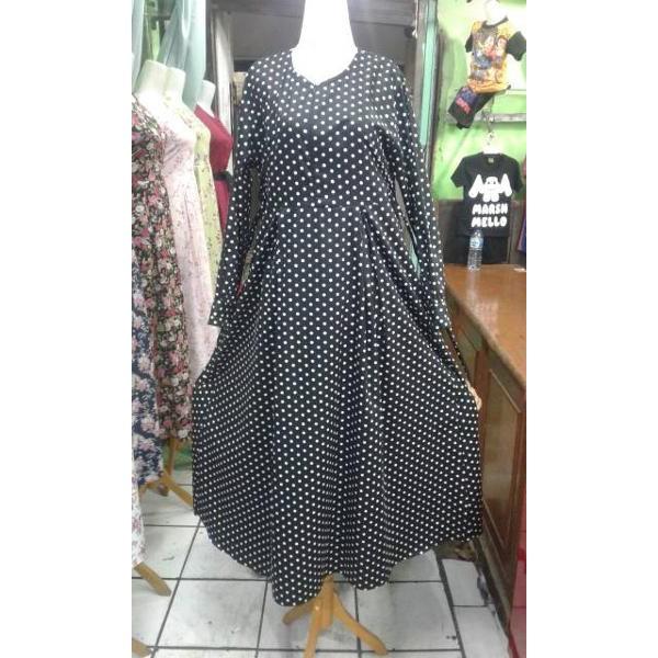 Promo Hari Ini Baju Gamis Katun Jepang Motif Polkadot Original Busana Muslim Terbaru Albab Grosir