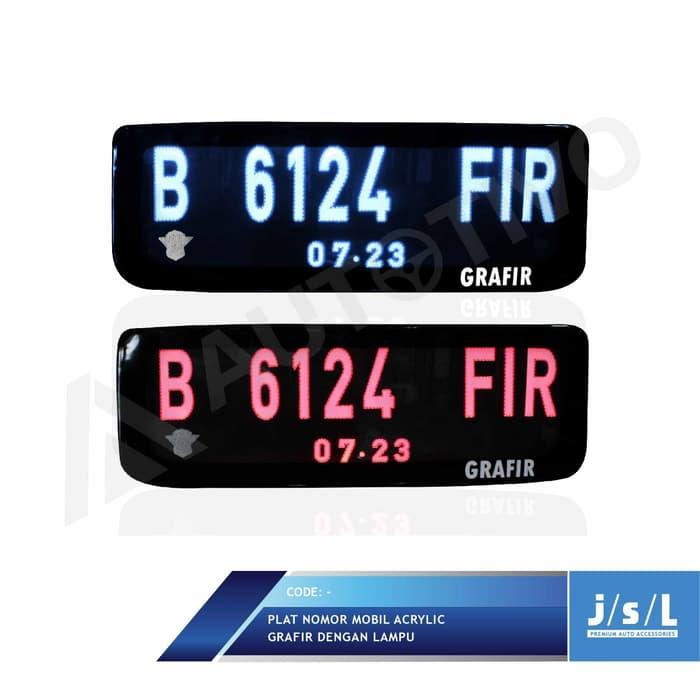 Plat Nomor Mobil Custom Stiker Frame Akrilik Grafir Lampu