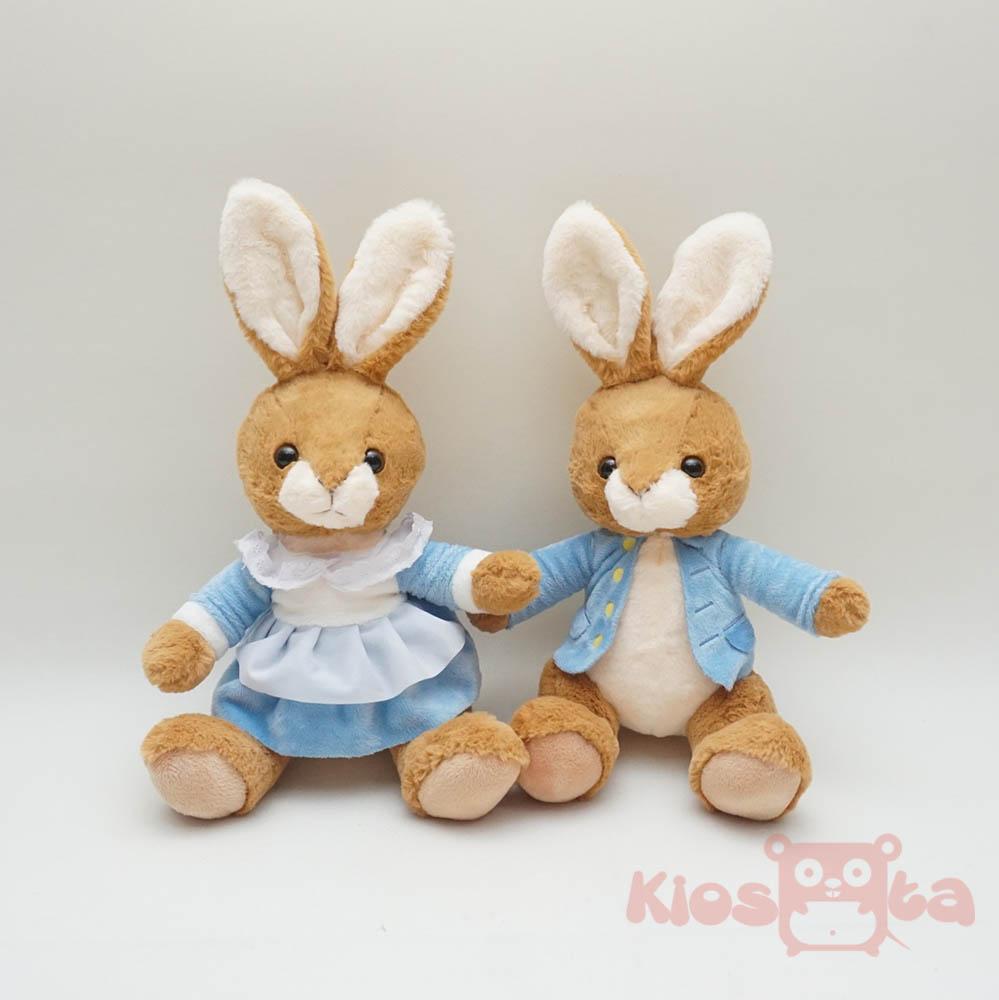 Boneka kelinci couple baju biru