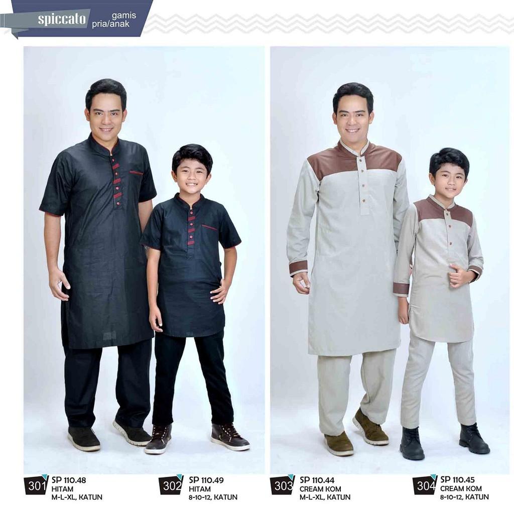 Pakaian muslim couple Ayah Anak terbaru fashion distro Spiccato Bandung pasangan baju koko setelan (SP 110.45 Krem 12)