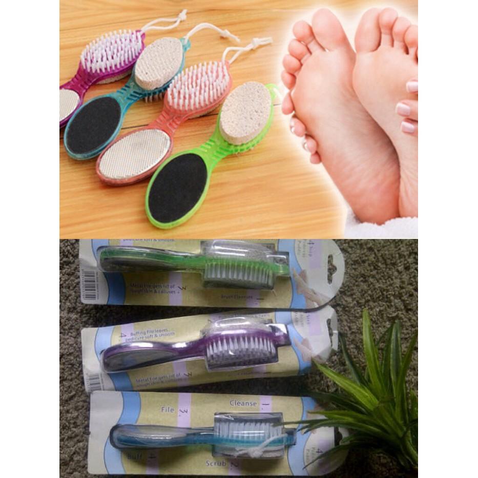 Pedicure Brush 4 in 1 sikat perawatan Kulit kaki kuku Tumit