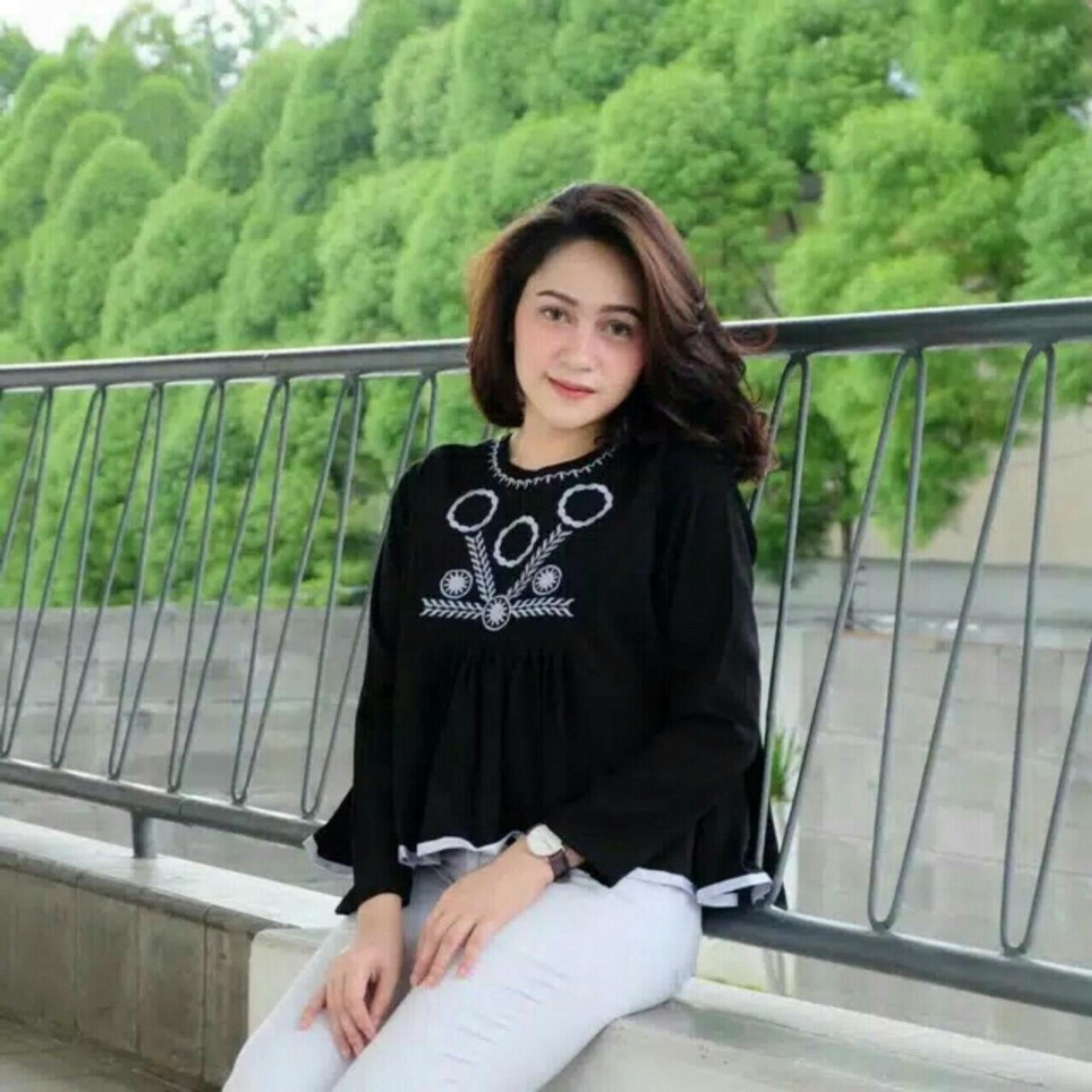 DIONISIA Nia Bella Baju Wanita / Blouse Korea / Baju Formal / Kemeja Wanita / Blouse Muslim Motif Batik / Baju Wanita / Blouse Sabrina / Atasan Wanita / Atasan Muslim / Kemeja Muslim Wanita / Baju Atasan Wanita
