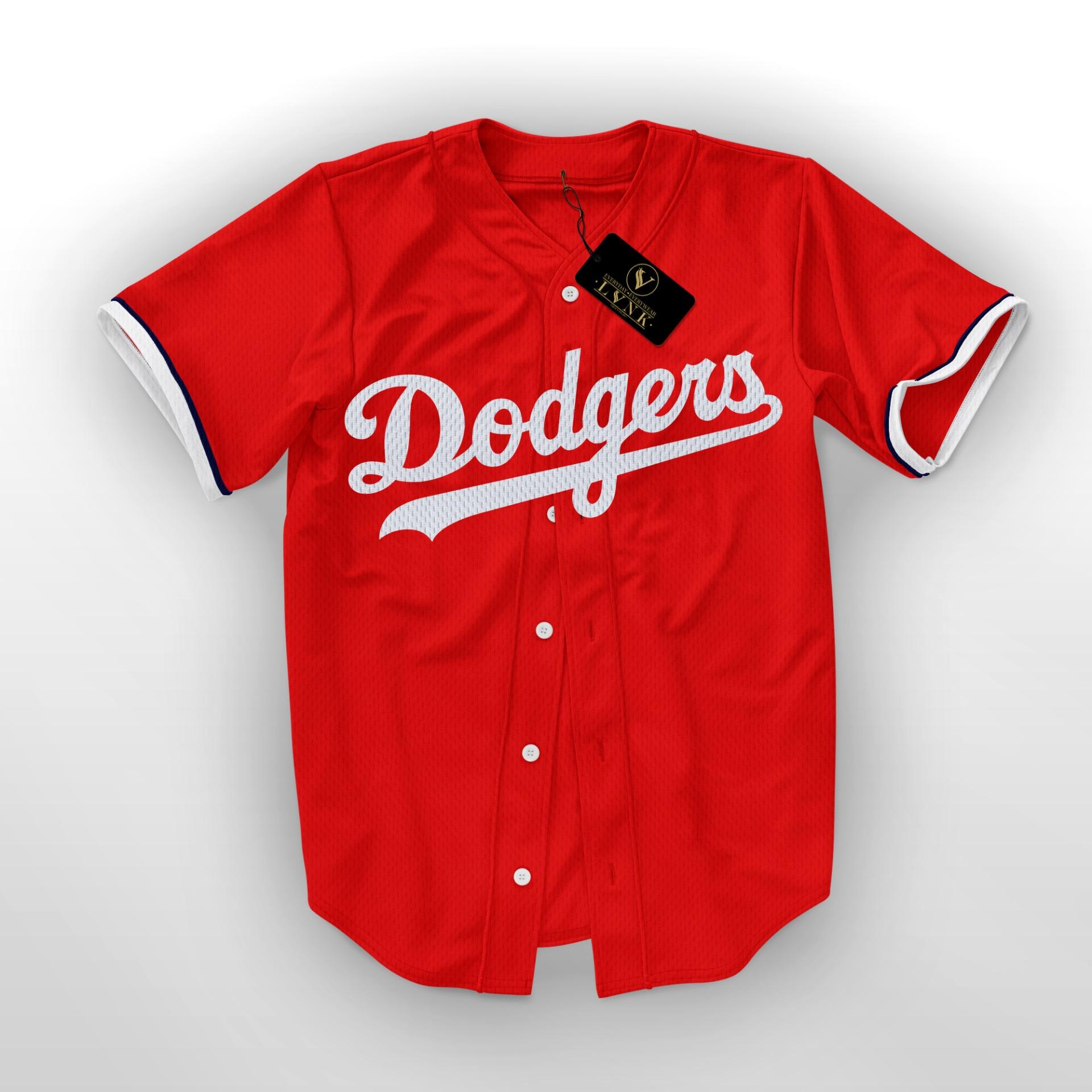 LVNK • Jersey Baseball / Baju Baseball / Baju Hiphop Dodgers Merah