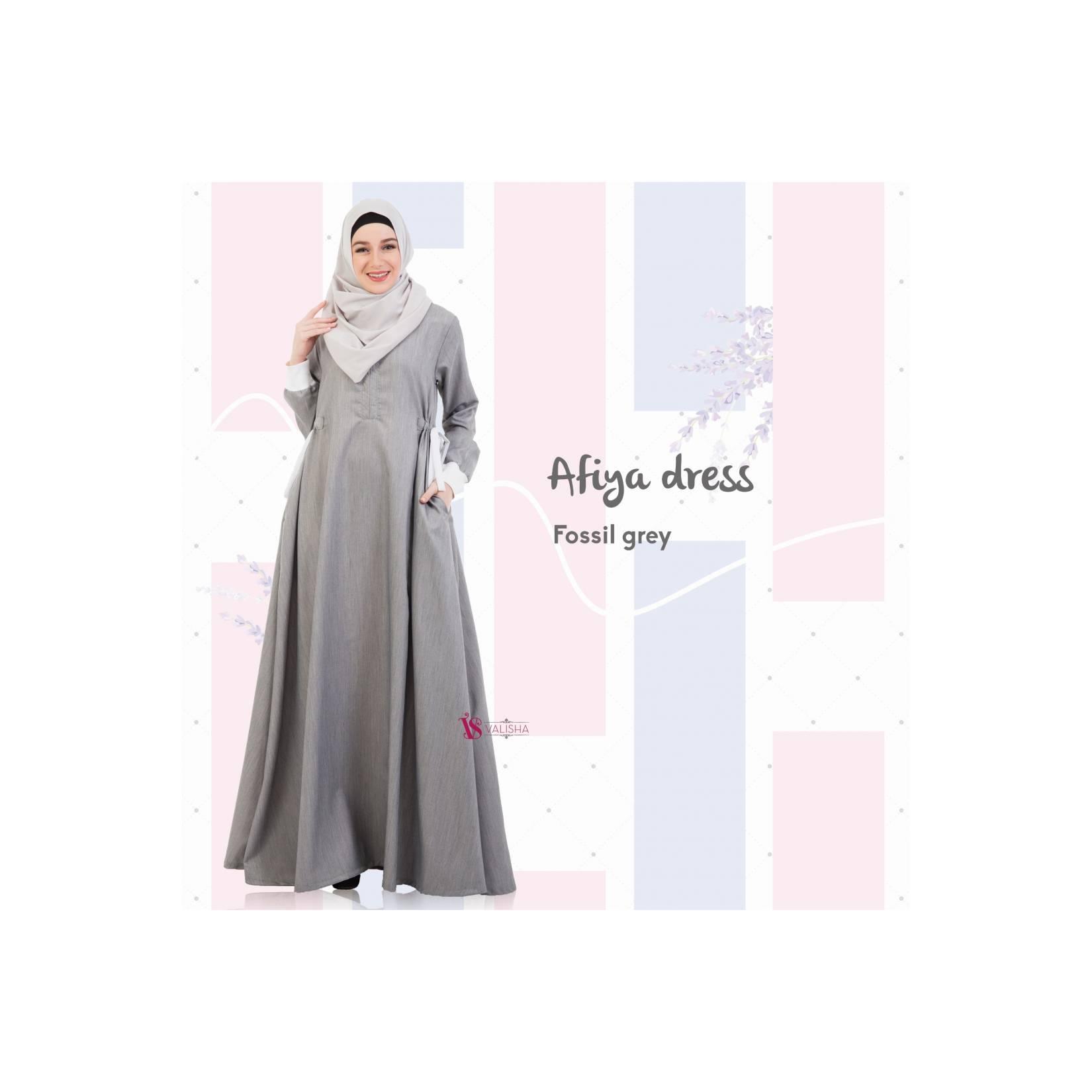 Gamis Syari Busui Sporty Katun Linen AFIYA DRESS GREY Simple Adem