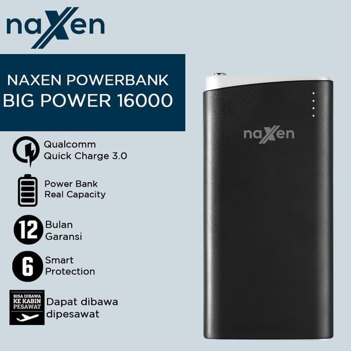 Naxen 16000mAh Fast Charging Power Bank Real Capacity Dual USB - Hitam