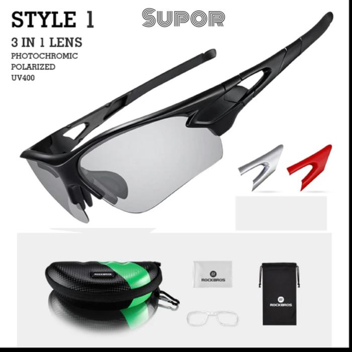 Hemat 10%!! Kacamata Polaroid Photochromic Sepeda Sunglasses Polarized Bisa Minus - ready stock