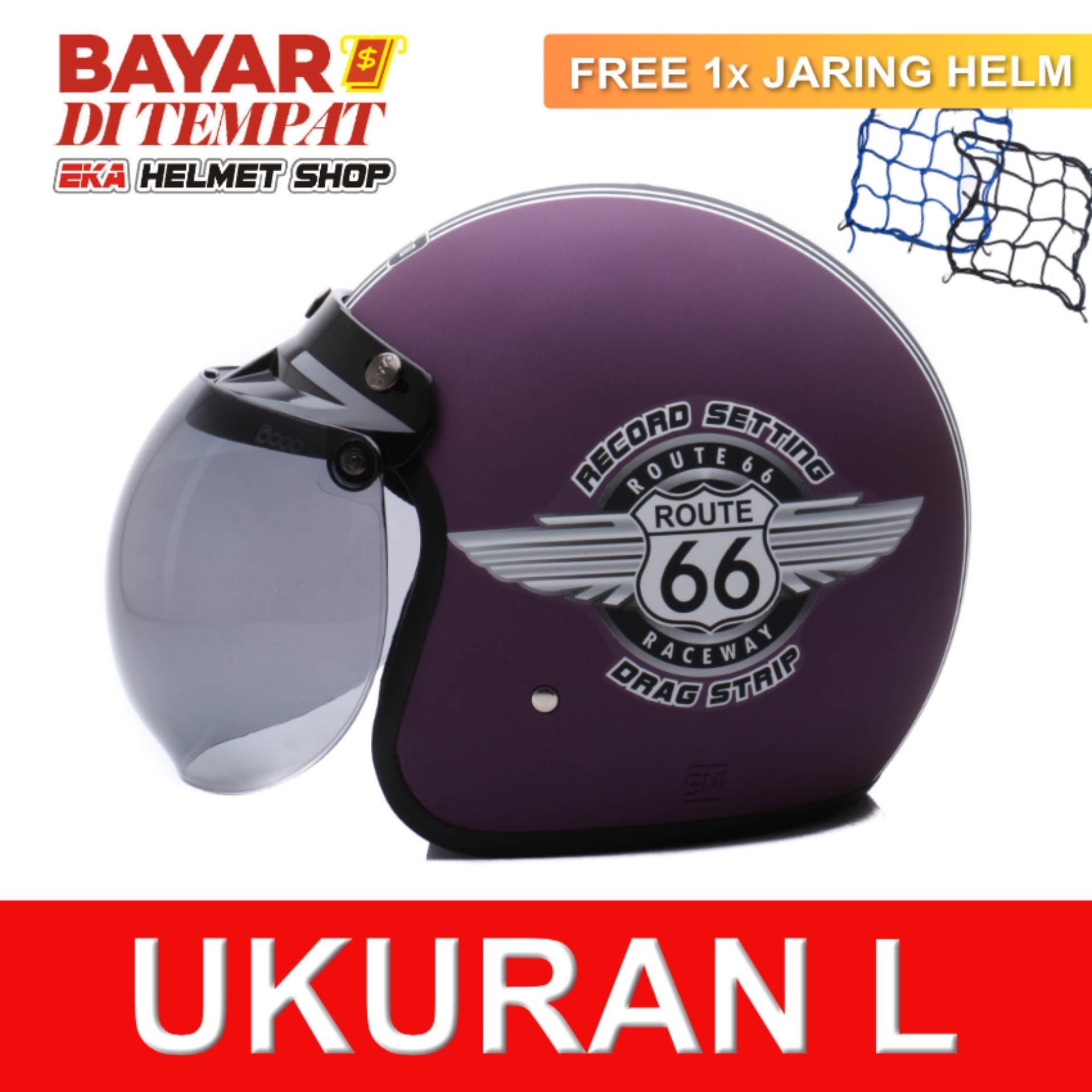 WTO Helmet Retro Bogo - 66 - Violet Doff + Promo Gratis Jaring Helm