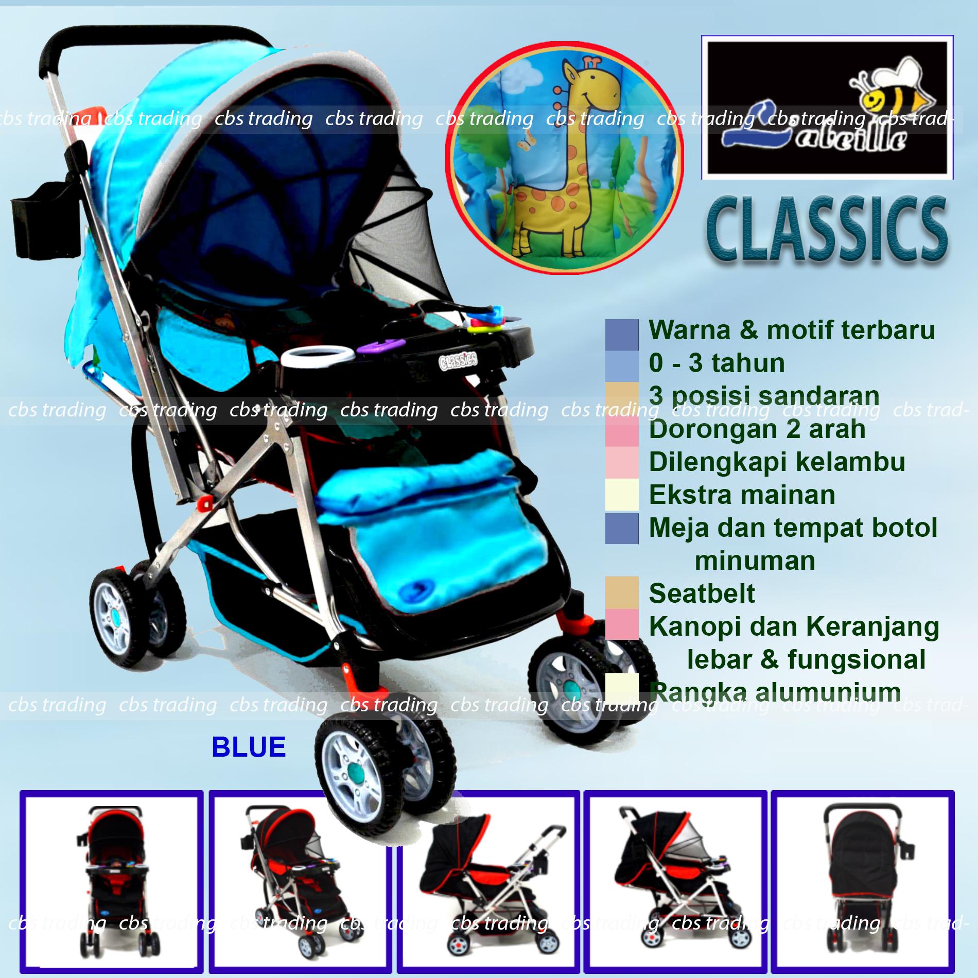 L'abeille Classic Baby Stroller A019T Lightweight - Labeille Kereta Dorong Bayi - Blue 