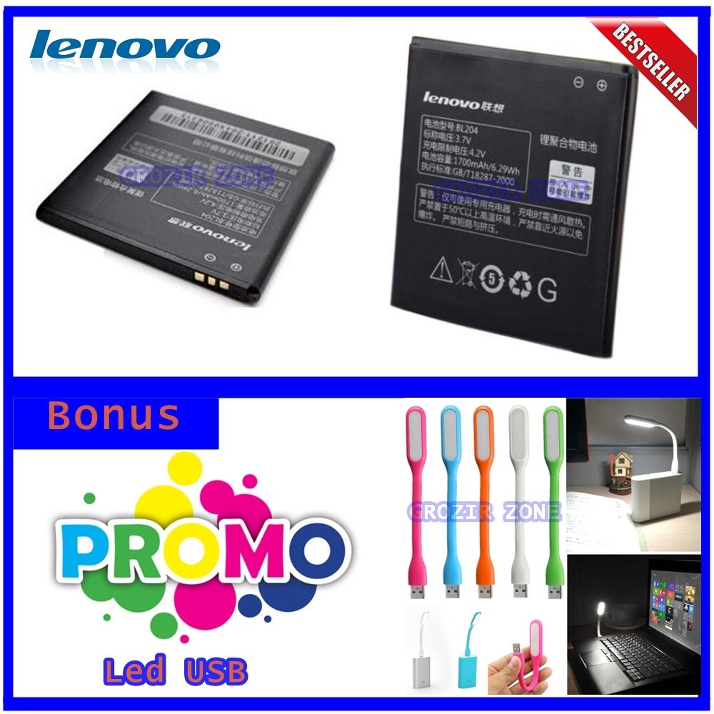 Lenovo Baterai / Battery BL204 For Lenovo A586 Original - Kapasitas 1700mAh + Gratis Lampu Led Usb ( Grozir Zone )