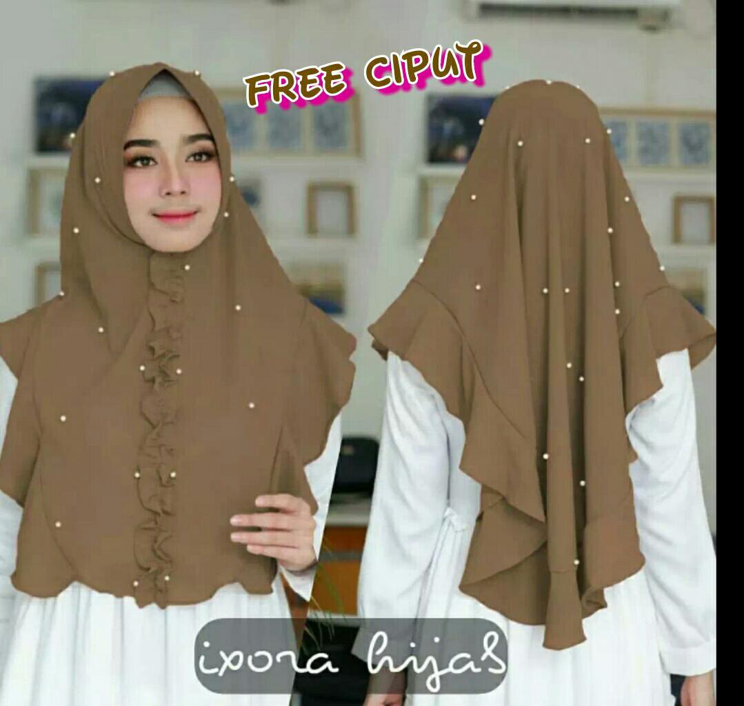 JILBAB INSTAN Khimar Ixora Mutiara MURAH / Khimar Syari Mutiara Dusty / GAMIS SYARI / BERGO INSTAN / Hijab Terbaru dan Terlaris