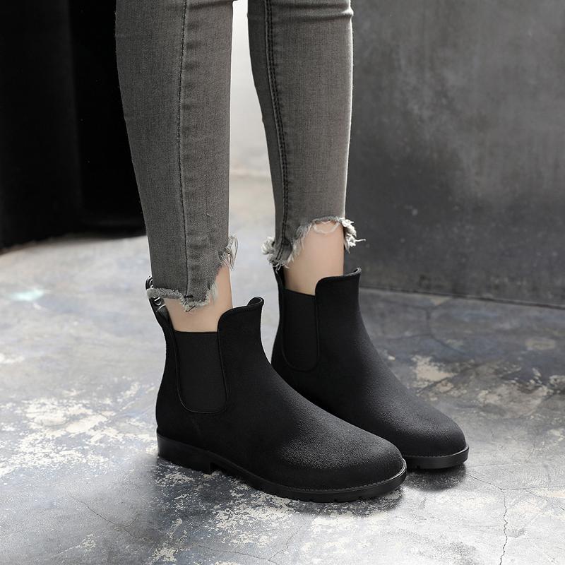 Musim Semi modis anti Suede Tahan Air sepatu bot hujan dewasa Korea Selatan Anti Selip sepatu anti air Pendek sepatu anti air Sepatu karet CHELSEA sepatu boots hujan wanita