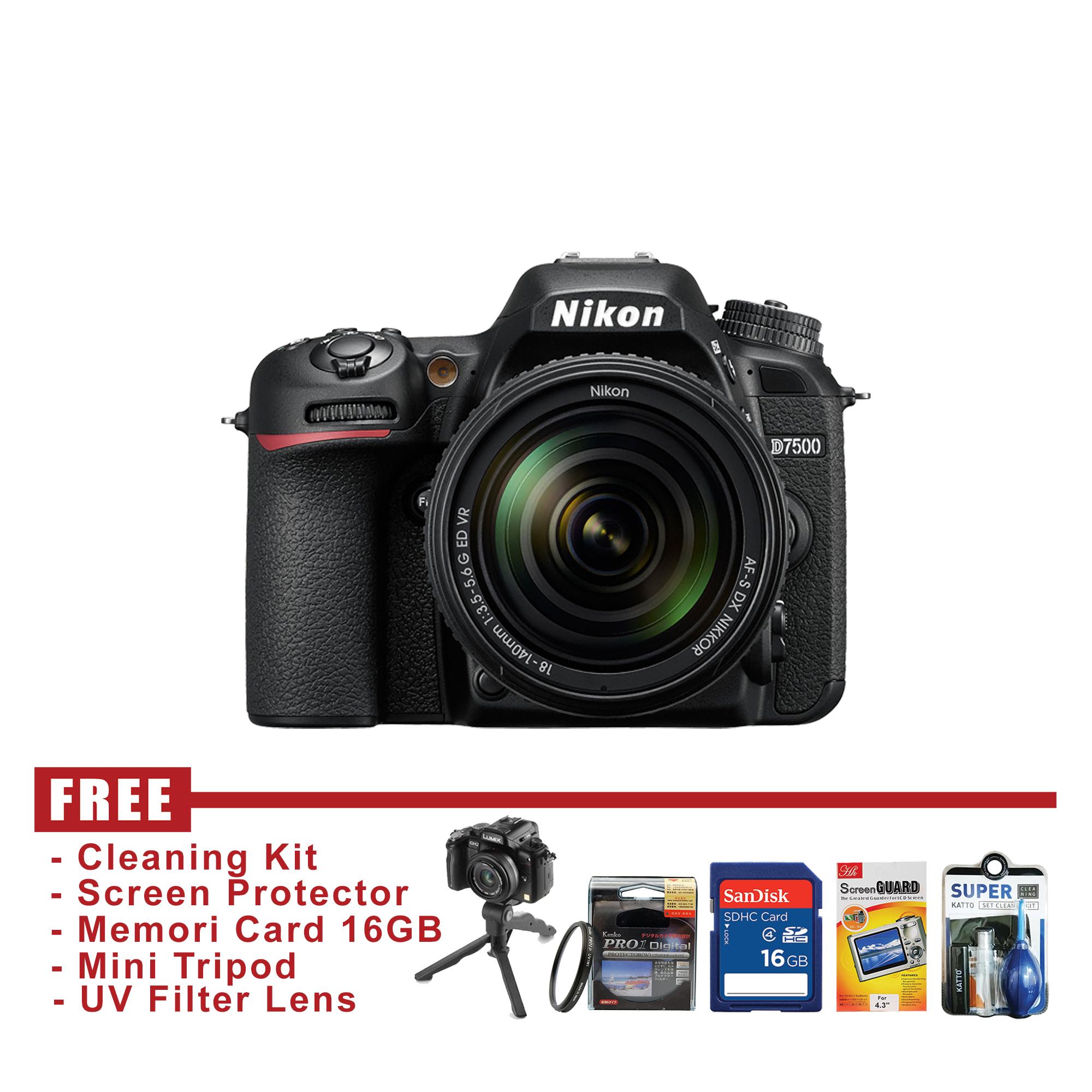 Nikon D7500 Kit 18-140mm VR Hitam - FREE Accessories