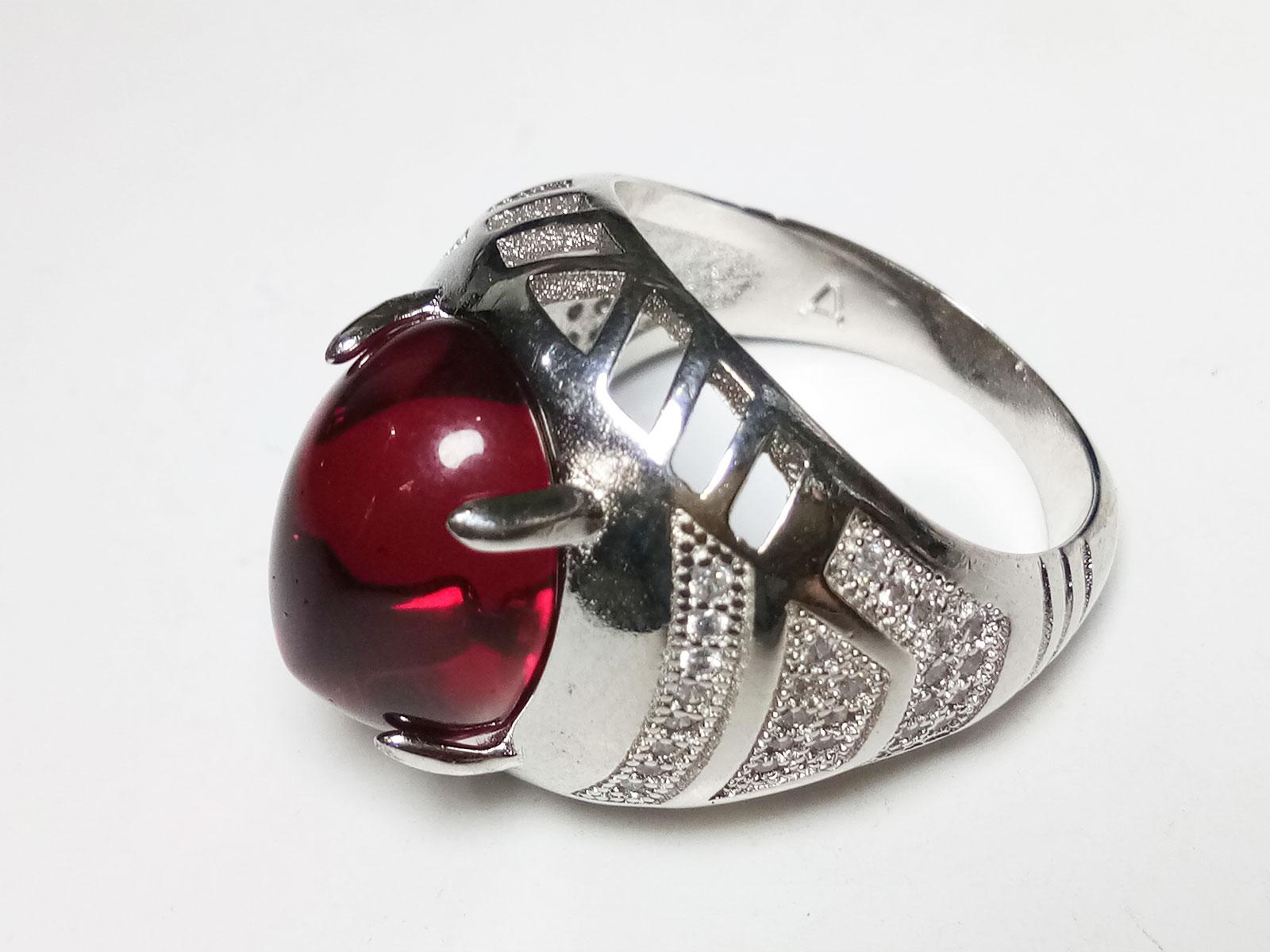 VeE Ring Emban Cincin Alpaka Super Import Batu Merah Delima Siam M3