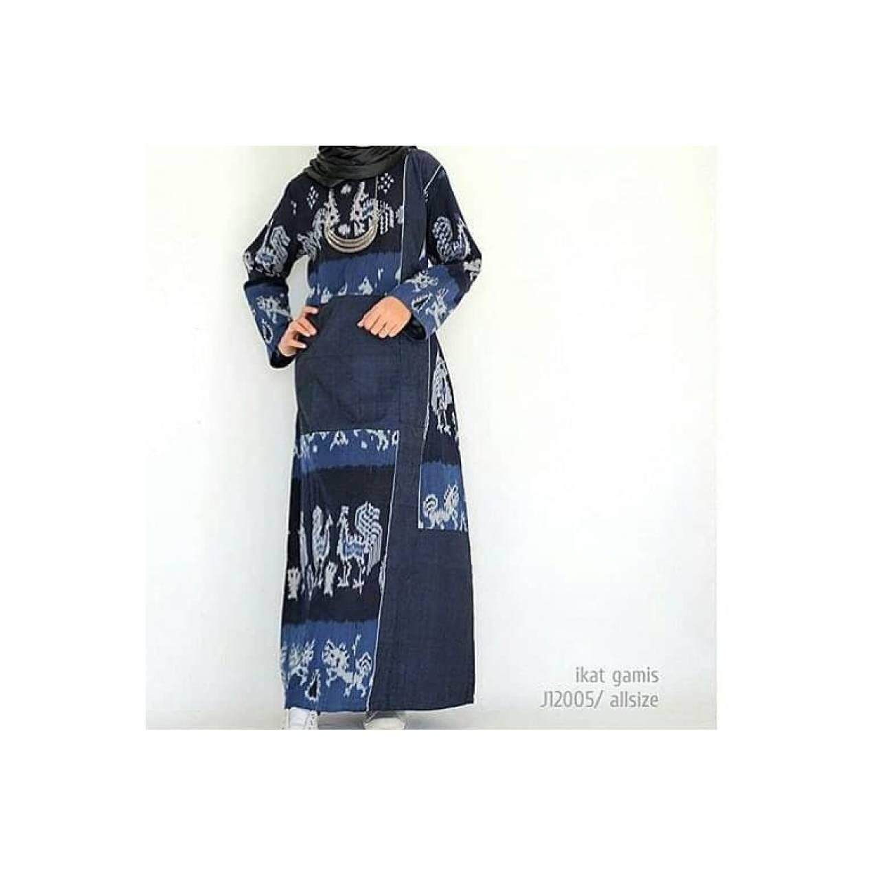Gamis Wanita Muslimah Bahan Kain Tenun Blanket Troso Kombinasi