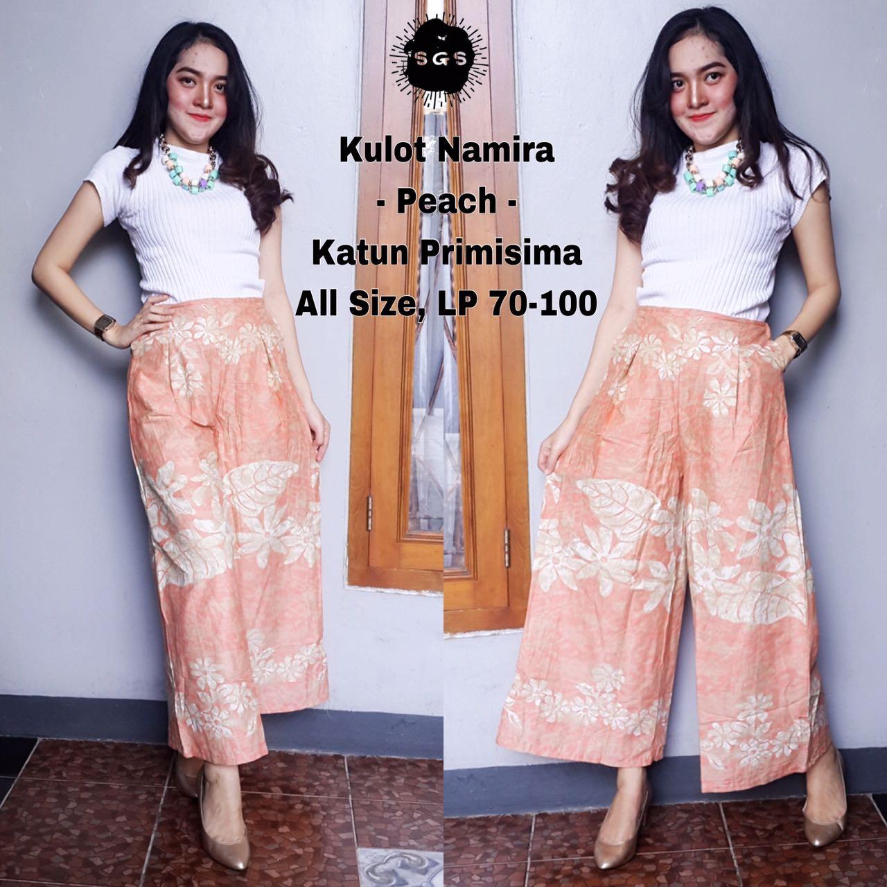 Bawahan Celana Panjang Kulot - Celana Kulot Batik - Celana Jogger Wanita - Kulot Namira Peach