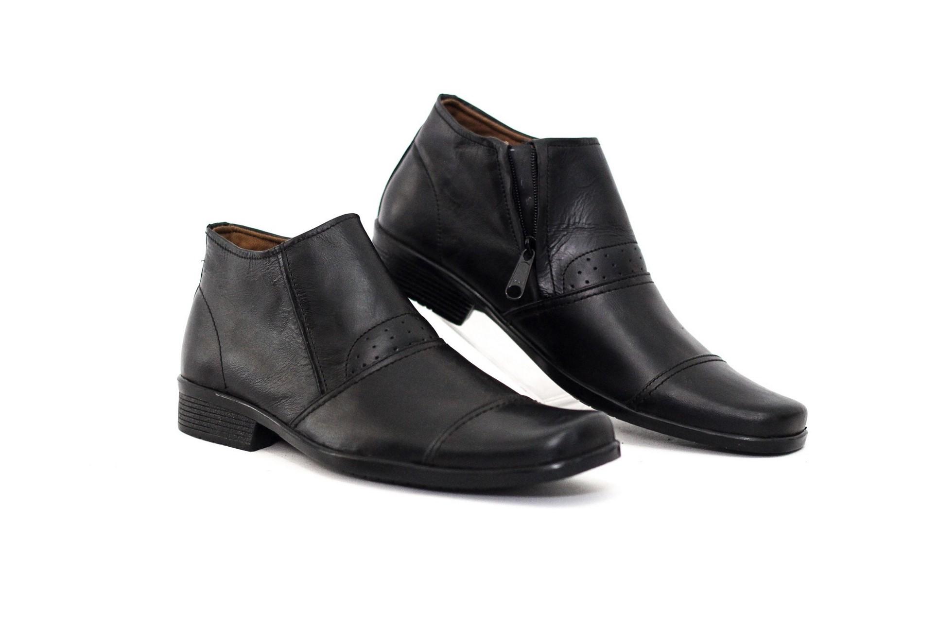 Cevany Footwear - Sepatu Pantofel Kulit Asli Semi Boot Resleting Samping Pria Kasual Formal GEOX U JAYLON ANKLE BOOTS BLACK YY018234