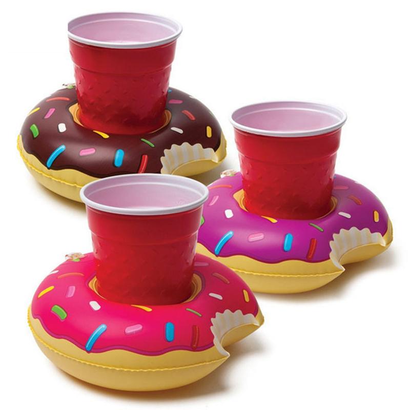 Mini Cute Inflatable Pool Float Drink Holder Cup Mat Holder for Bath Toy Swimming Pool Beach Parties Color:Coffee