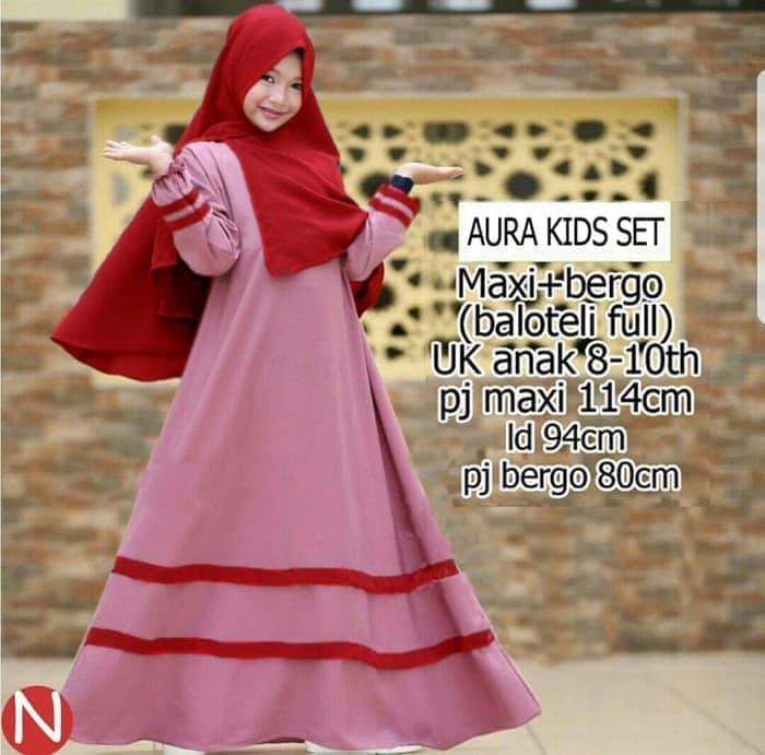Baju Lebaran, Baju Muslim, Gamis anak Aura kids set / 83136 - 83137 LF - Merah Salem / baju anak / baju murah / baju atasan anak / Baju atasan anak laki laki / Baju wanita murah / baju anak jumbo / dress anak / baju anak polos / hoodie anak / kemeja wanit