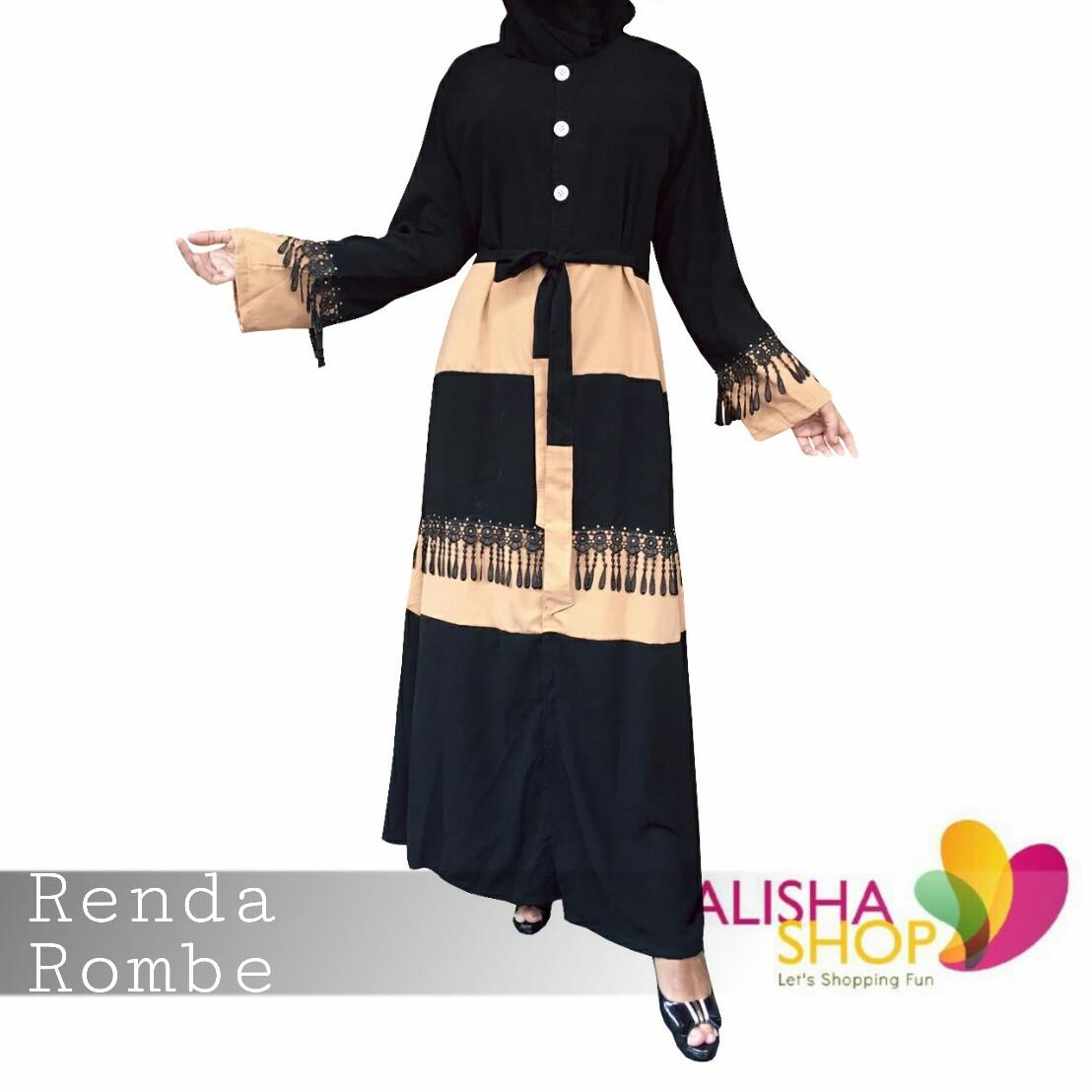 Abaya Gamis Wanita Renda Rombe