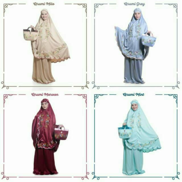 HOT PROMO !! MUKENA SATIN ARUMI FULL WARNA - MUKENA BORDIR HANDMADE MUKENA TERBARU TERLARIS Gold