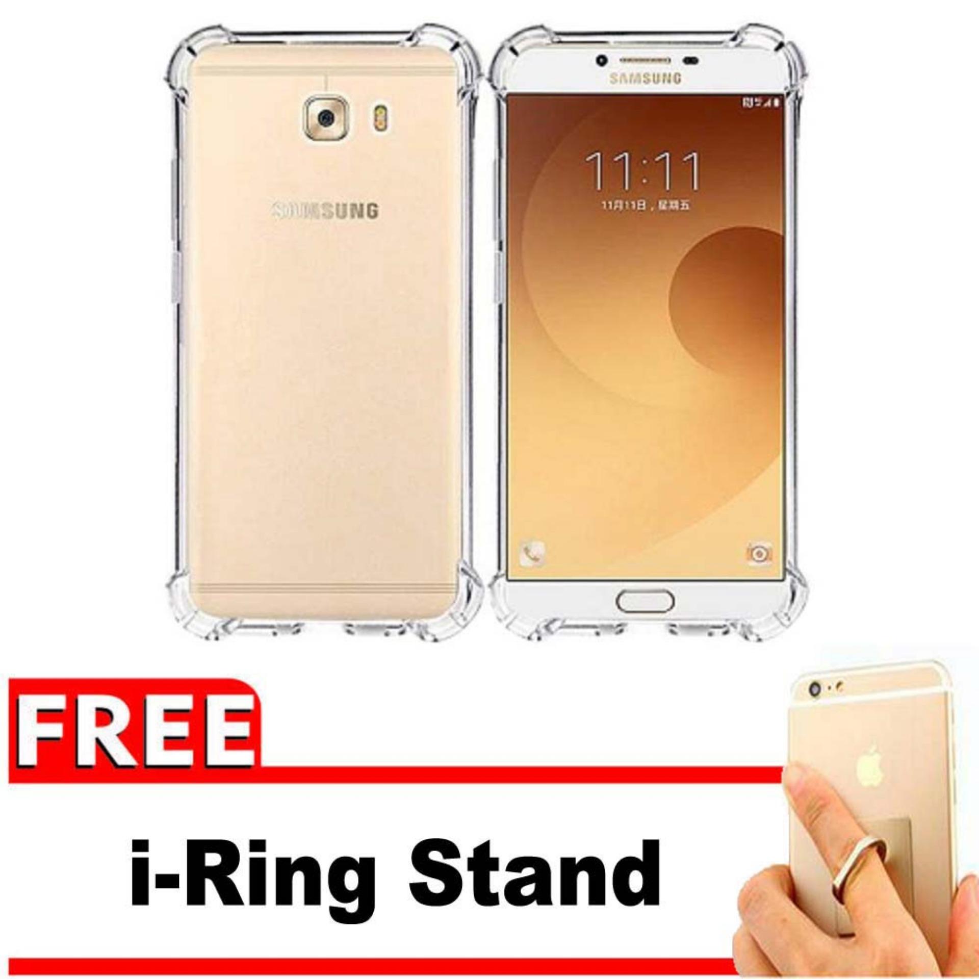 ShockCase for Samsung Galaxy C9 Pro / 4G LTE / Duos | Premium Softcase Jelly Anti Crack Shockproof - Gratis Free iRing Stand Phone Holder - Transparan