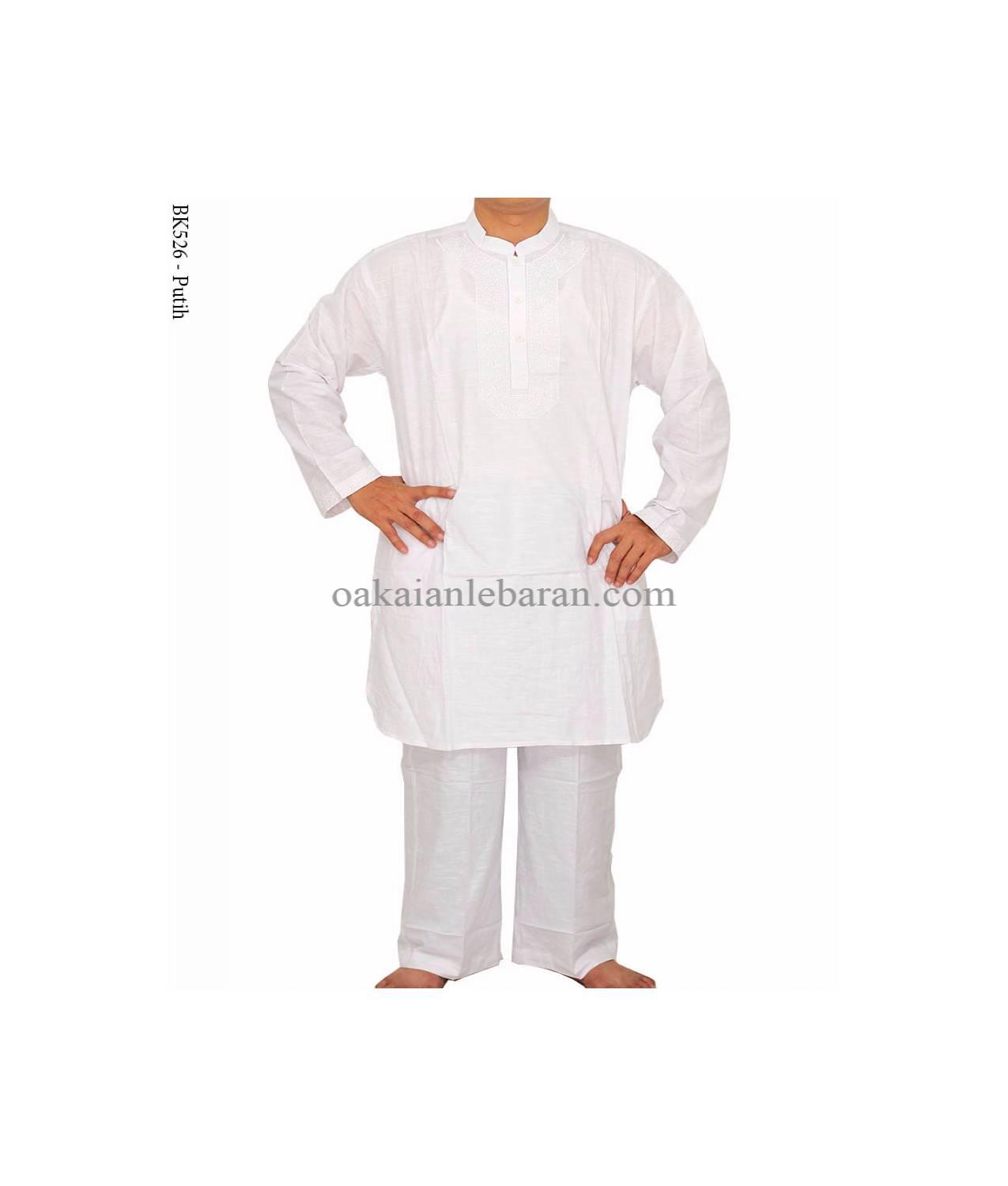 Baju Muslim k526 Baju koko albatar putih bordir