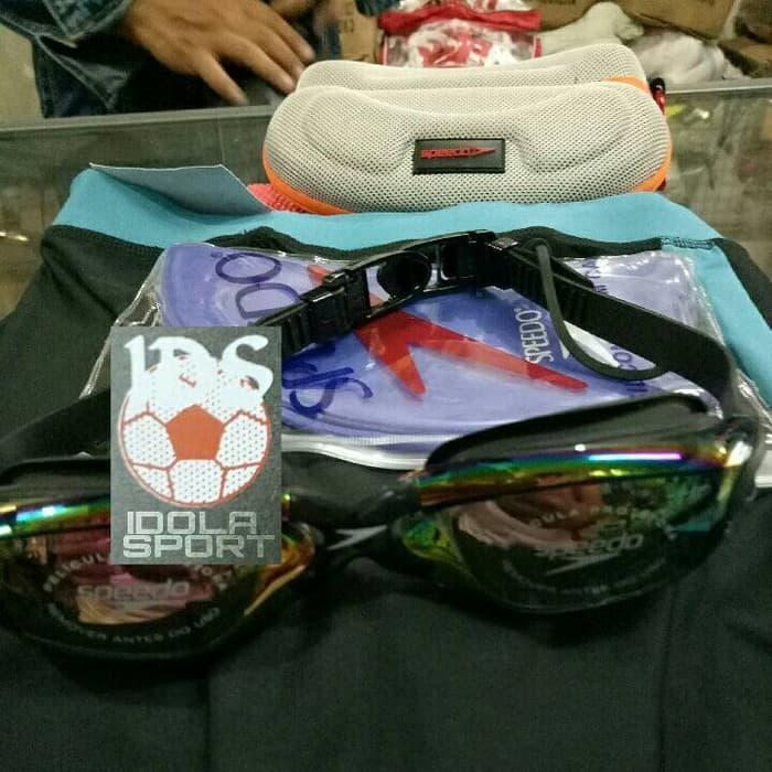 BEST SELLER!!! kacamata renang riben kilap pelangi + topi renang + earplug sambung - xHxLnq