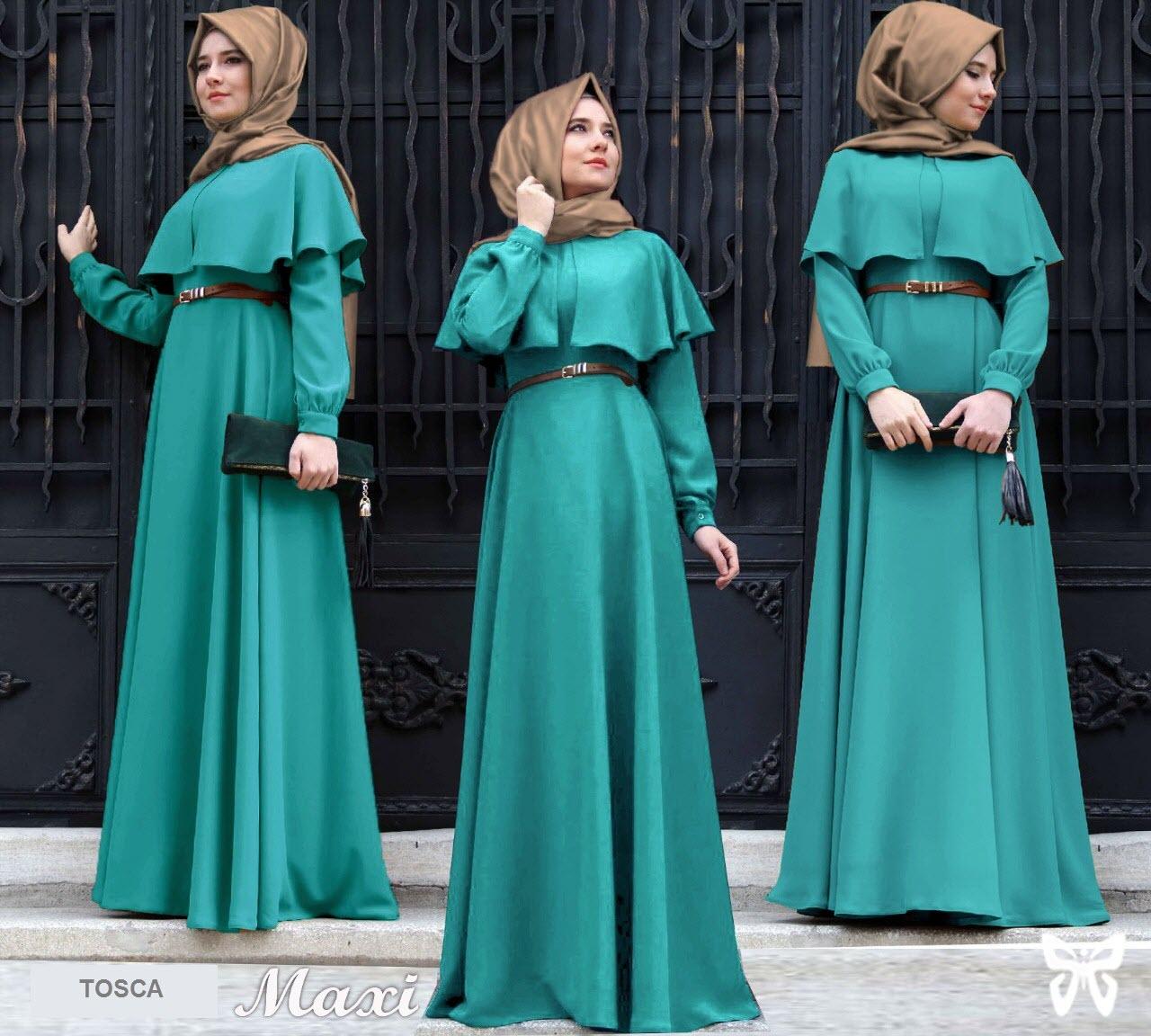 Flavia Store Maxi Dress Lengan Panjang Set 3 in 1 FS0623 - TOSCA / Gamis Syari / Gaun Pesta Muslimah / Baju Muslim Wanita Syar'i / Hijab Jilbab Pashmina / Srclara